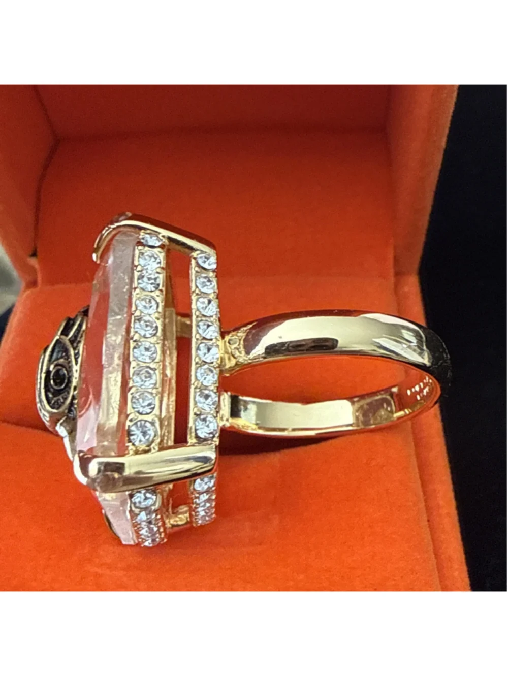 Kurt Geiger London Eagle Head Crystal Statement Cocktail Ring Size 9 NWT